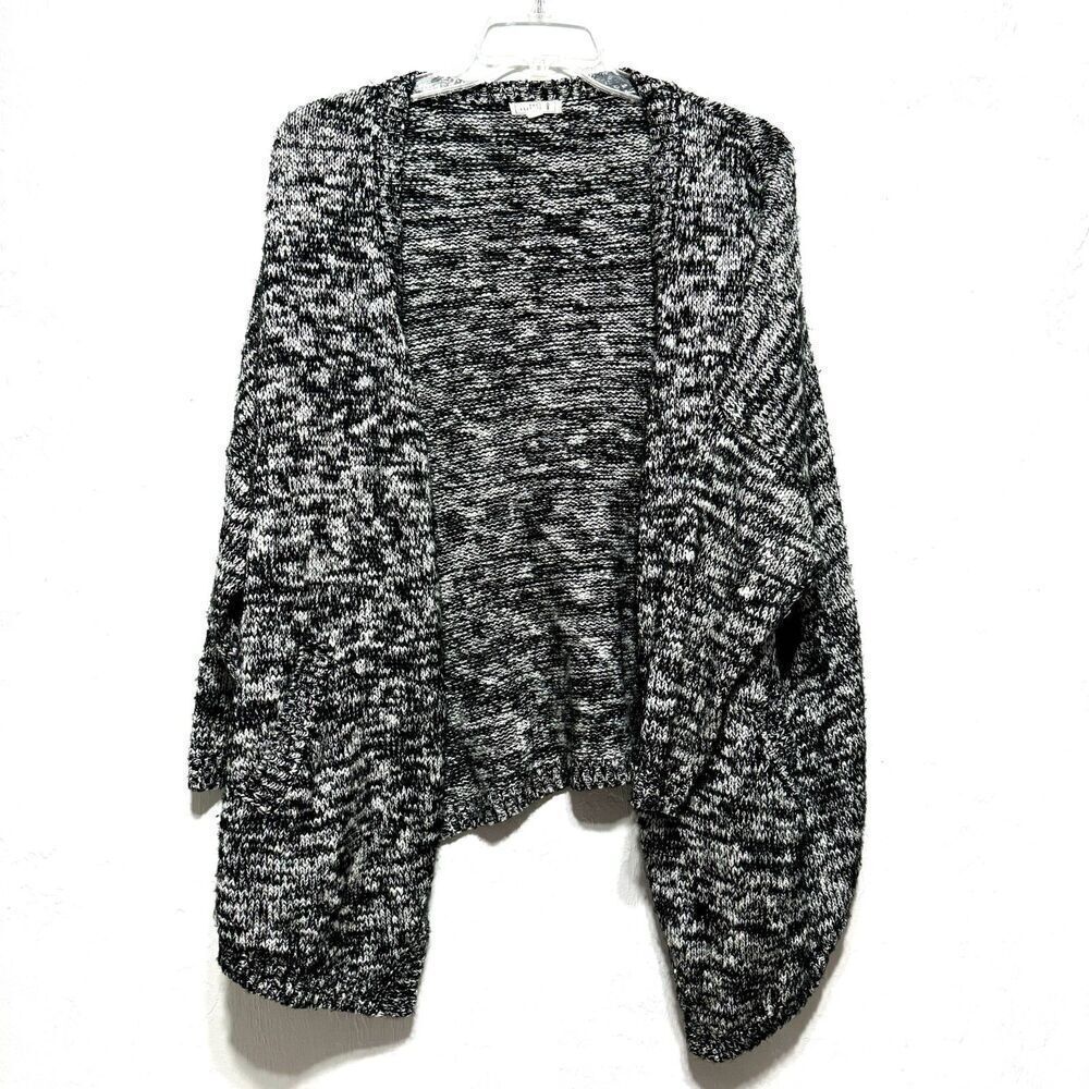 Knot Sisters Cardigan Sweater Mohair Dolman Black Knit Open Front Women sz M / L